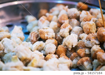 Meat ball , fish ball for grilled on wood stick Meat ball , fish ball for grilled on wood stick 58157164