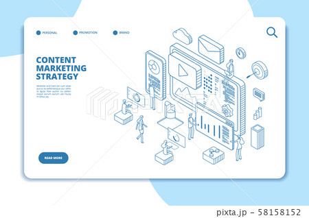Content marketing landing page. Online contents creation specialist, video marketers and writers 58158152