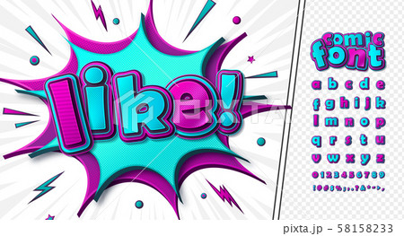 Comics font, kid cartoon alphabet of 3d letters 58158233
