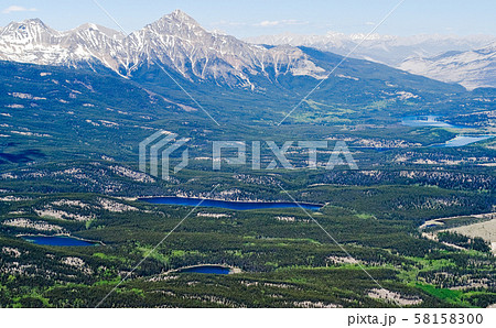 Aerial view of Jasper lakes from the top of Whistler mountain - Canada 58158300