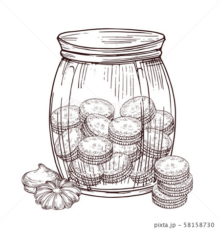 Vector jar with cookies and meringue isolated on white background 58158730