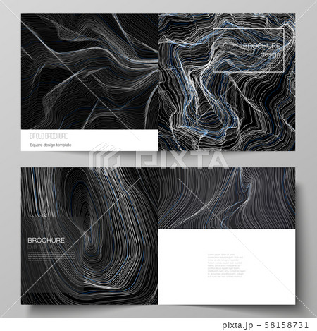 The black colored vector illustration layout of two covers templates for square design bifold 58158731