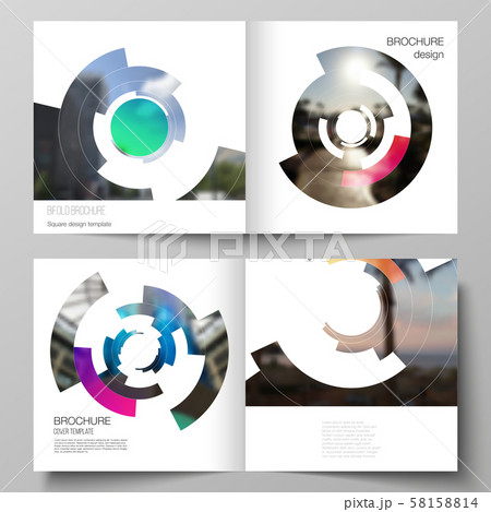The vector layout of two covers templates for square design bifold brochure, magazine, flyer The vector layout of two covers templates for square design bifold brochure, magazine, flyer 58158814