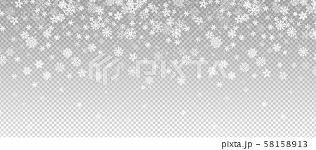 Winter snowfall. Falling snow, flakes banner. Vector Christmas snowfall border isolated on 58158913