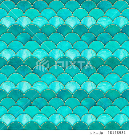 Mermaid fish scale wave japanese seamless pattern 58158981