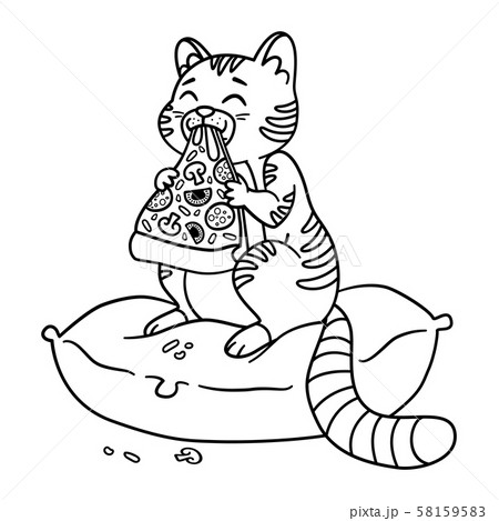 Cat with a pizza slice. 58159583