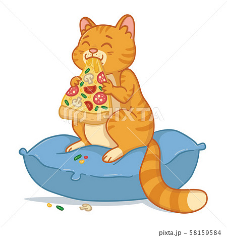 Cat with a pizza slice. 58159584