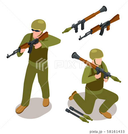 Special Forces Soldiers And Military Weapons Stock Illustration