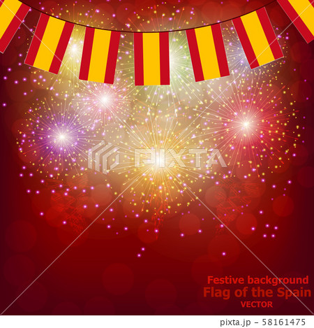 Fireworks with flags of Spain. 58161475