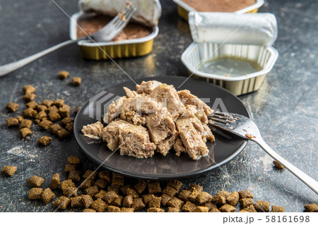 Wet pet food. Cat or dog pate. Wet pet food. Cat or dog pate. 58161698