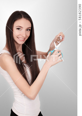 Beautiful Woman Quitting Smoking Cigarettes. Stop Smoking Beautiful Woman Quitting Smoking Cigarettes. Stop Smoking 58162390