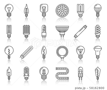 Light Bulb lamp simple black line icons vector set Light Bulb lamp simple black line icons vector set 58162800