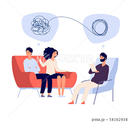 Psychotherapy concept. Psychologist doctor helps patient to unravel tangled thoughts. Psychological 58162938
