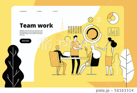 Teamwork Landing Page Employees Working のイラスト素材