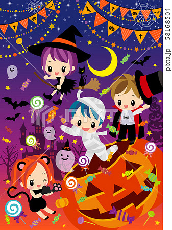 ハロウィンパーティ縦 58168504