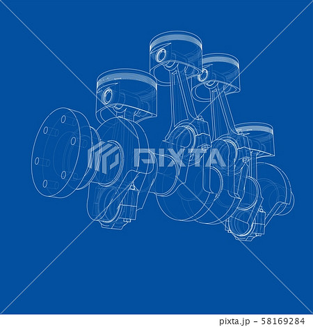 Engine pistons outline. Vector rendering of 3d 58169284