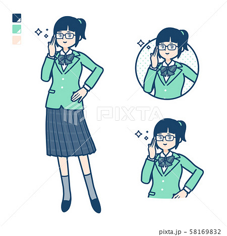 simple school girl Green Blazer_Wearing glasses simple school girl Green Blazer_Wearing glasses 58169832