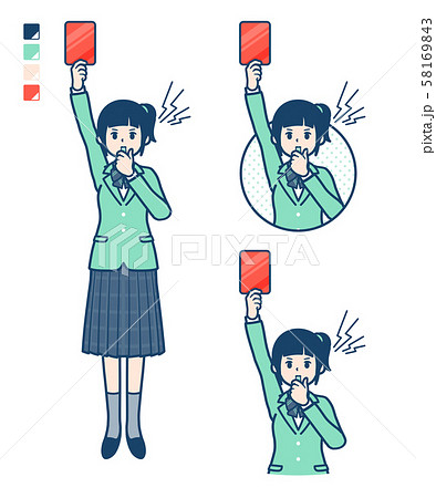 Simple School Girl Green Blazer Red Cardのイラスト素材 Simple School Girl Green Blazer Red Cardのイラスト素材
