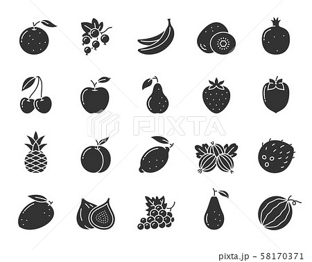 Fruit berry food black silhouette icon vector set 58170371