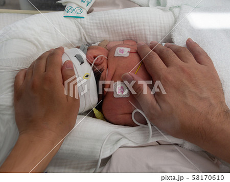 NICUの赤ちゃん　タッチケア 58170610