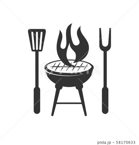 Barbecue fire spatula logo template vector badge Barbecue fire spatula logo template vector badge 58170633