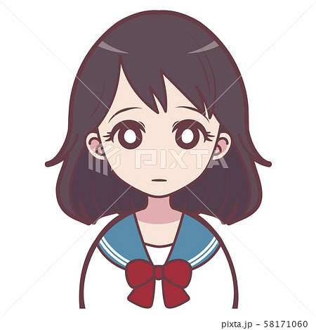 普通の顔の女の子のイラスト素材