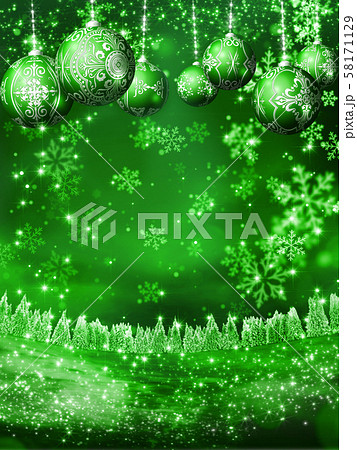 キラキラ クリスマス オーナメントと雪景色 イメージ 縦 キラキラ クリスマス オーナメントと雪景色 イメージ 縦 58171129