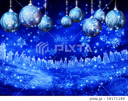 キラキラ クリスマス オーナメントと雪景色 イメージ 横 キラキラ クリスマス オーナメントと雪景色 イメージ 横 58171189