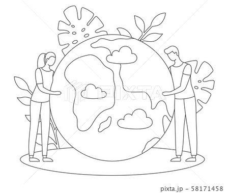 Happy Earth Day nature care ecology line vector 58171458