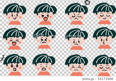 男の子 表情セットのイラスト素材