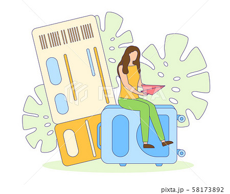 Travel vacation trip ticket suitcase filled vector Travel vacation trip ticket suitcase filled vector 58173892