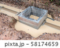 Sanitary sewer drainage system development in construction site.Concrete manholes construction for draining storm water. 58174659