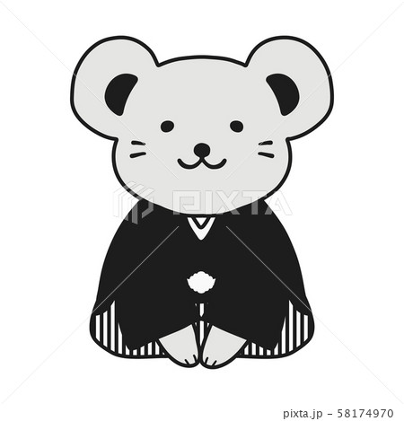 挨拶するネズミ　線あり 58174970