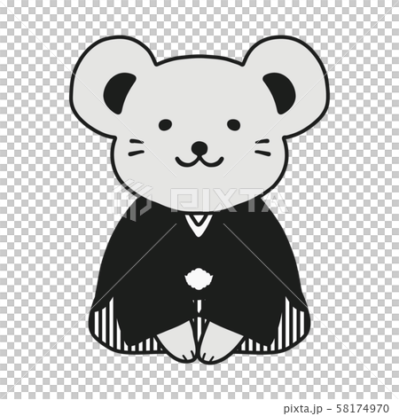 挨拶するネズミ　線あり 58174970