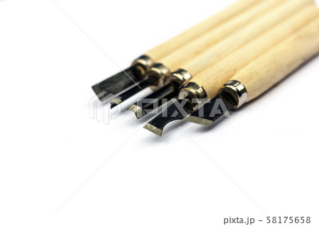Wood carving tools on a white background. 58175658