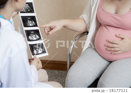 Pregnant Woman and Gynecologist Doctor at Hospital Pregnant Woman and Gynecologist Doctor at Hospital 58177521