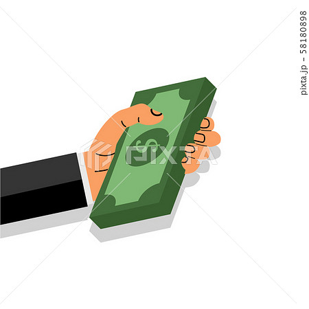 Hand holding money flat design vector 58180898