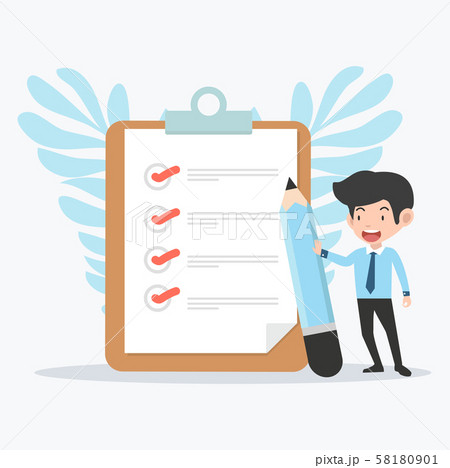 Businessman holding pencil with Clipboard and 58180901