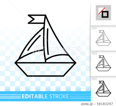 Sailing Ship simple black line vector icon 58183297