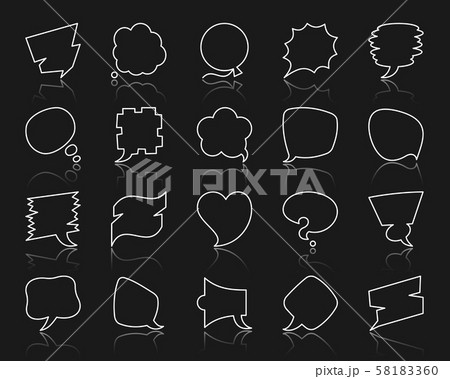 Speech Bubble Simple White Line Icons Vector Setのイラスト素材