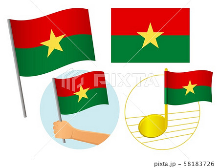 Burkina Faso flag icon set 58183726