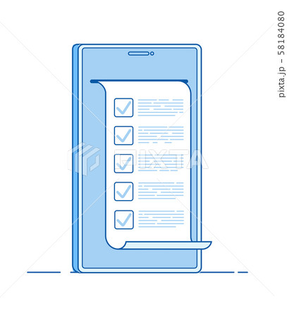 Online test. Computer quiz form on smartphone. Online to do list testing digital exam questionnaire Online test. Computer quiz form on smartphone. Online to do list testing digital exam questionnaire 58184080
