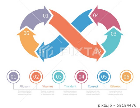 Loop symbol. Infinity vector infographic element. Colorful mobius loop, step by step design element Loop symbol. Infinity vector infographic element. Colorful mobius loop, step by step design element 58184476