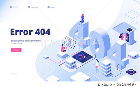 404 isometric page. Not working error lost not found 404 sign problem landing vector design 58184497