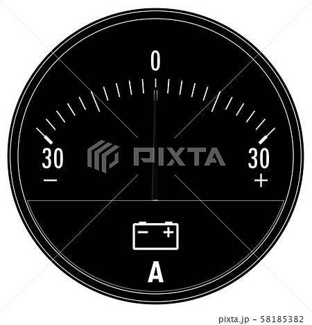 Ampermeter, Car Ammeter. Black drawing Ampermeter, Car Ammeter. Black drawing 58185382