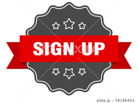 sign up red label. sign up isolated seal. sign up 58186403