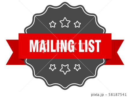 mailing list red label. mailing list isolated mailing list red label. mailing list isolated 58187541