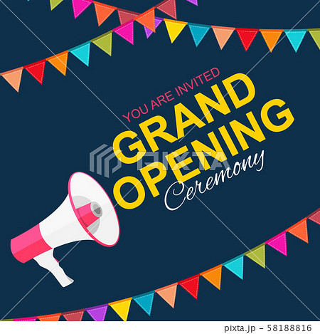 Grand Opening Card with Megaphone and Speech 58188816