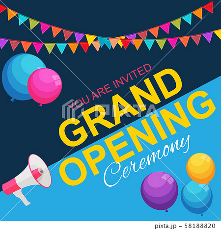 Grand Opening Card with Megaphone and Speech 58188820