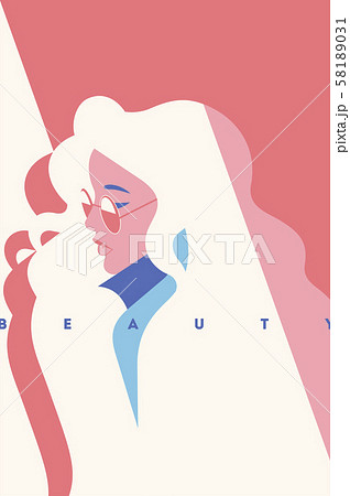 Fashion portrait of a blondie model girl with sunglasses. Retro trendy pink color poster or flyer. 58189031